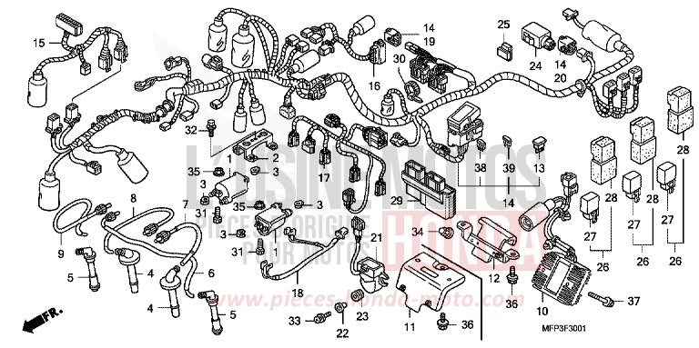 KABELBAUM/ZUENDSPULE (CB1300S/CB1300SA) von CB1300 Super Bold'or ABS DARKNESS BLACK METALLIC (NH463BF) von 2008